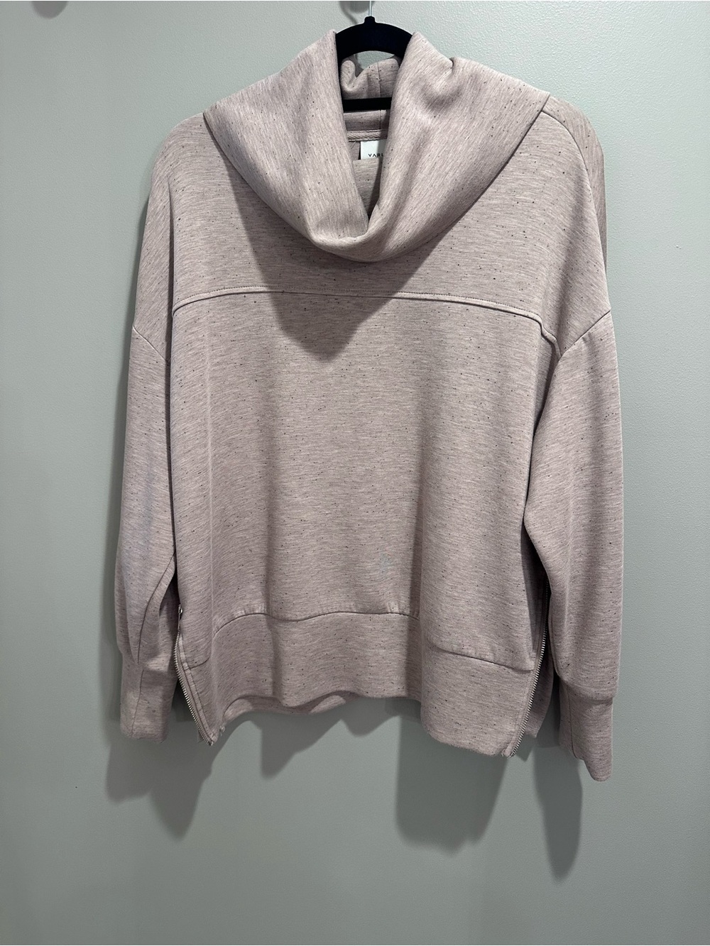 Varley Heathered Light Taupe Cowl Neck Sweatshirt